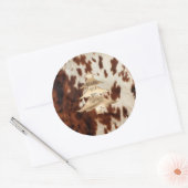 Brown Cream Western Cowhide Christmas Ronde Sticker (Envelop)