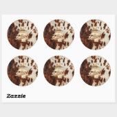 Brown Cream Western Cowhide Christmas Ronde Sticker (Vel)