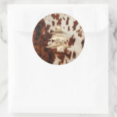 Brown Cream Western Cowhide Christmas Ronde Sticker (Tas)
