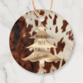 Brown Cream Western Koeienhuid Christmas Bedankjes Labels (Voorkant)