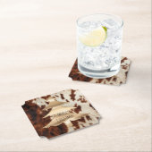 Brown Cream Western Koeienhuid Christmas Kartonnen Onderzetters (Insitu)