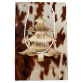 Brown Cream Western Koeienhuid Christmas Medium Cadeauzakje (Voorkant)