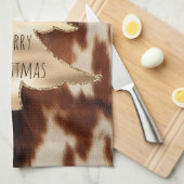 Brown Cream Western Koeienhuid Christmas Theedoek (Quarter Fold)