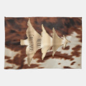 Brown Cream Western Koeienhuid Christmas Theedoek (Horizontaal)
