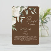 Brown & Cream White Hydrangeas Vrijgezellenfeest Kaart (Staand voorkant)