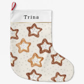 Brown Cream White Star Cookies Christmas   Grote Kerstsok (Voorkant)