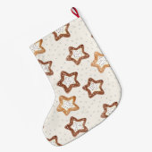 Brown Cream White Star Cookies Christmas   Grote Kerstsok (Achterkant (Hangend))