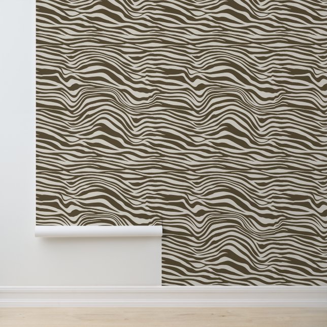 Brown Cream Zebra Animal Behang (Applicatie)