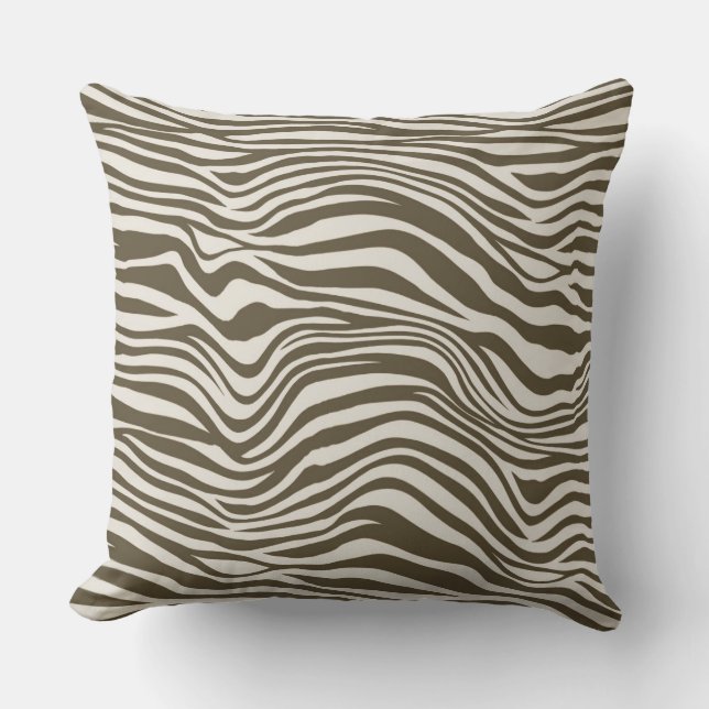 Brown Cream Zebra Print Kussen (Voorkant)