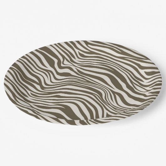 Brown Cream Zebra Print Papieren Bordje (Gekanteld)