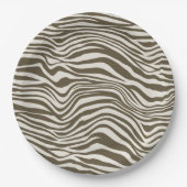 Brown Cream Zebra Print Papieren Bordje (Voorkant)