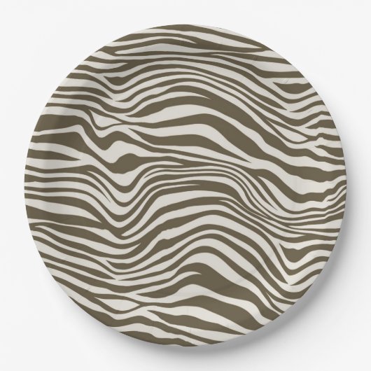 Brown Cream Zebra Print Papieren Bordje (Voorkant)
