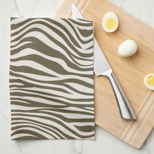 Brown Cream Zebra Print Theedoek (Quarter Fold)