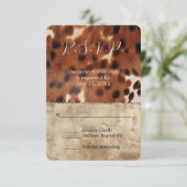 Brown Cream Zuidwest Koeienhuid Bruiloft RSVP (Staand voorkant)