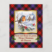 Brown Crest & Tartan w/Robin gepersonaliseerd Feestdagenkaart (Voorkant)