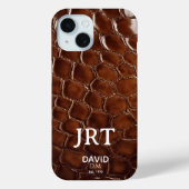 Brown Crocodile Leather Monogram Case-Mate iPhone Case (Achterkant)