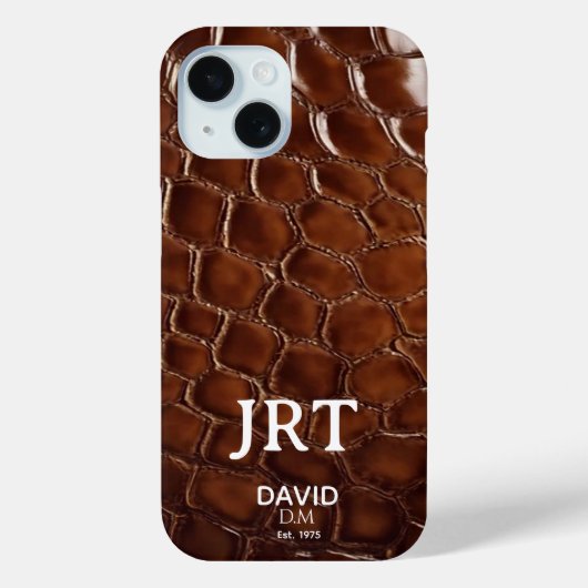  Brown Crocodile Leather Monogram Case-Mate iPhone Case (Achterkant)