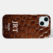  Brown Crocodile Leather Monogram Case-Mate iPhone Case (Achterkant (horizontaal))