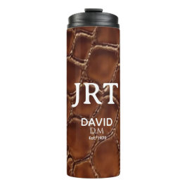 Brown Crocodile Leather Monogram Travel Mug Thermosbeker