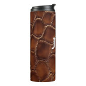 Brown Crocodile Leather Monogram Travel Mug Thermosbeker (Gedraaid links)