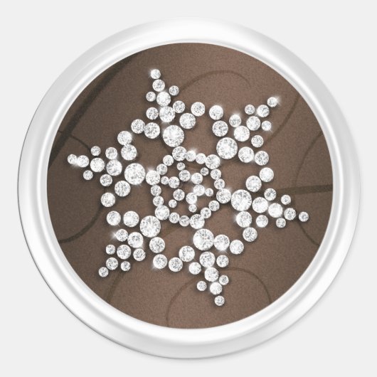 Brown Crystal Snowflake Envelope Seal Ronde Sticker (Voorkant)