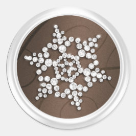 Brown Crystal Snowflake Envelope Seal Ronde Sticker