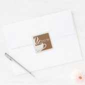 Brown Custom coffee shop logo square sticker (Envelop)