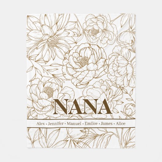 Brown Custom NANA Names Fleece Deken (Voorkant)