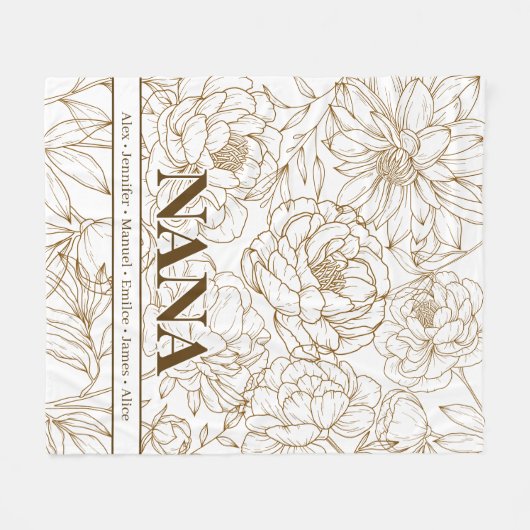 Brown Custom NANA Names Fleece Deken (Voorkant (Horizontaal))