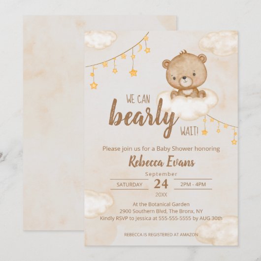 Brown Cute Beer we kunnen het Baby shower afwachte Kaart (Voorkant / Achterkant)