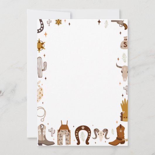 Brown Cute Cowboy Birhday Kaart Invitation (Achterkant)