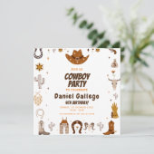 Brown Cute Cowboy Birthday Kaart (Staand voorkant)