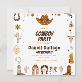 Brown Cute Cowboy Birthday Kaart