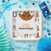 Brown Cute Cowboy Birthday Papieren Bordje (Feest)