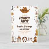 Brown Cute Cowboy Birthday party Kaart (Staand voorkant)