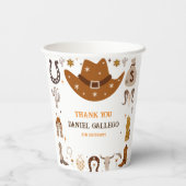 Brown Cute Cowboy Birthday party Papieren Bekers (Achterkant)