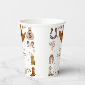 Brown Cute Cowboy Birthday party Papieren Bekers (Links)