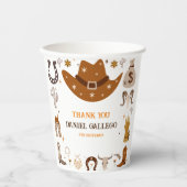 Brown Cute Cowboy Birthday party Papieren Bekers (Voorkant)