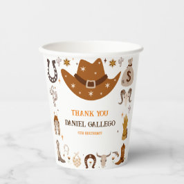 Brown Cute Cowboy Birthday party Papieren Bekers