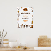 Brown Cute Cowboy Birthday Poster (Keuken)