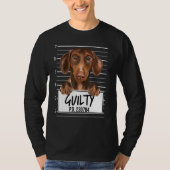 Brown Dachshund Mugshot Guilty Dog T-shirt (Voorkant)