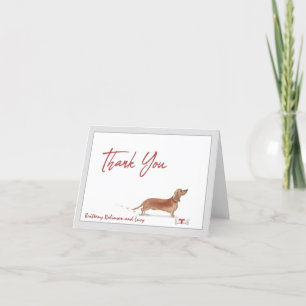Brown Dachshund Pet Dog personaliseert naambeen Bedankkaart
