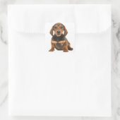Brown Dachshund Puppy Dog Love Heart Vierkante Sticker (Tas)