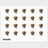 Brown Dachshund Ronde Sticker (Vel)
