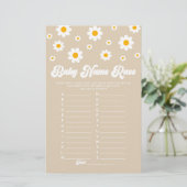 Brown Daisy Naam Race Baby shower Spelactiviteit Briefpapier (Staand voorkant)