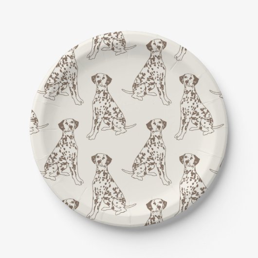 Brown Dalmatische Hond Illustratie Papieren Bordje (Voorkant)