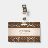 Brown Damask Badge (Achterkant met clip)
