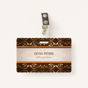 Brown Damask Badge