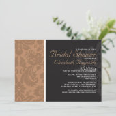 Brown Damask Bridal Shower-uitnodigingen Kaart (Staand voorkant)