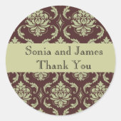 Brown Damask gepersonaliseerde sticker (Voorkant)